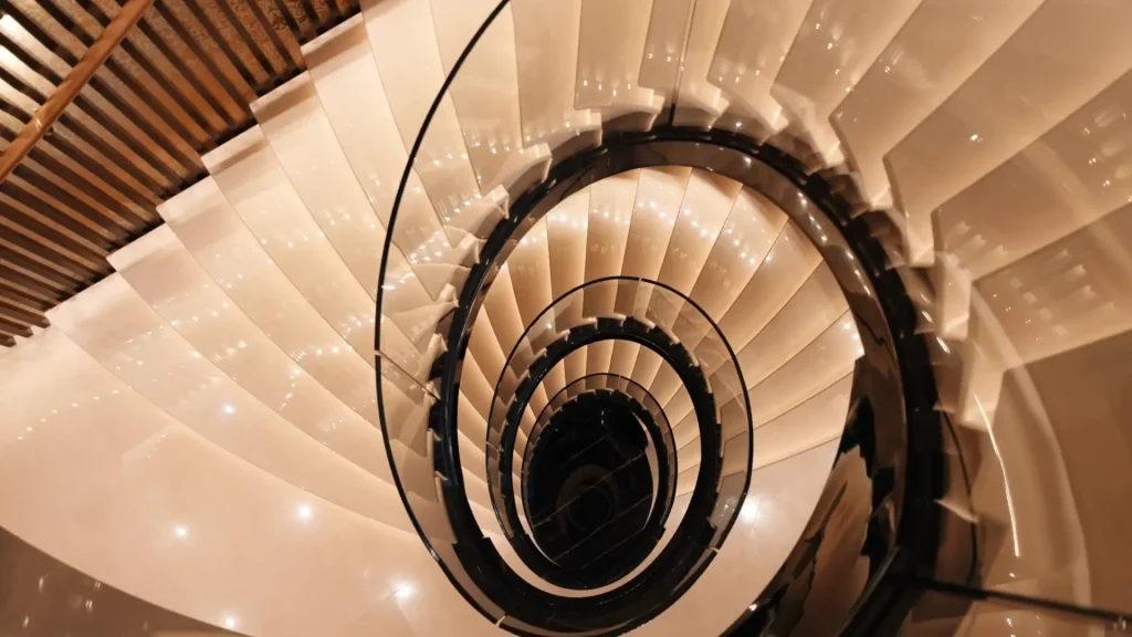 Spiral staircase on board Kismet