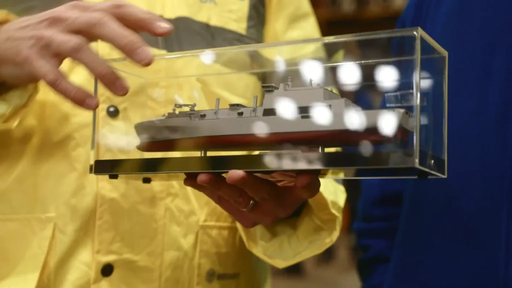 Model ship presented at the steel cut ceremony