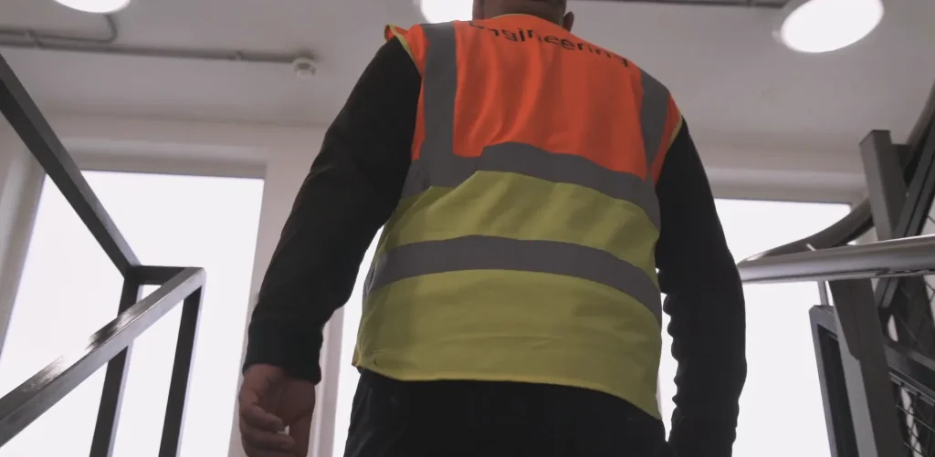 Contractor in hi-vis on site at Gatwick