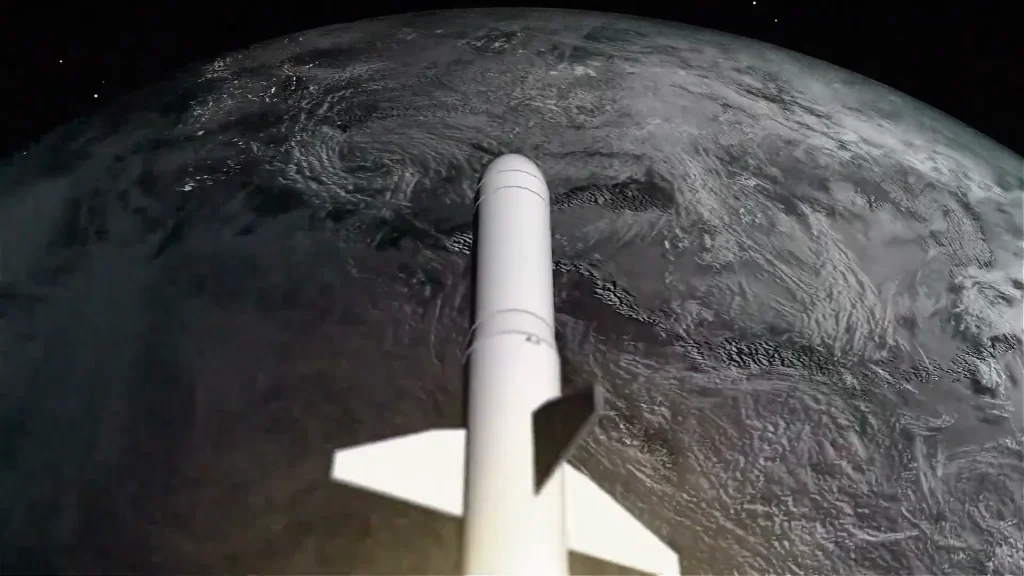 3D animation of a launch vehicle above the Earth